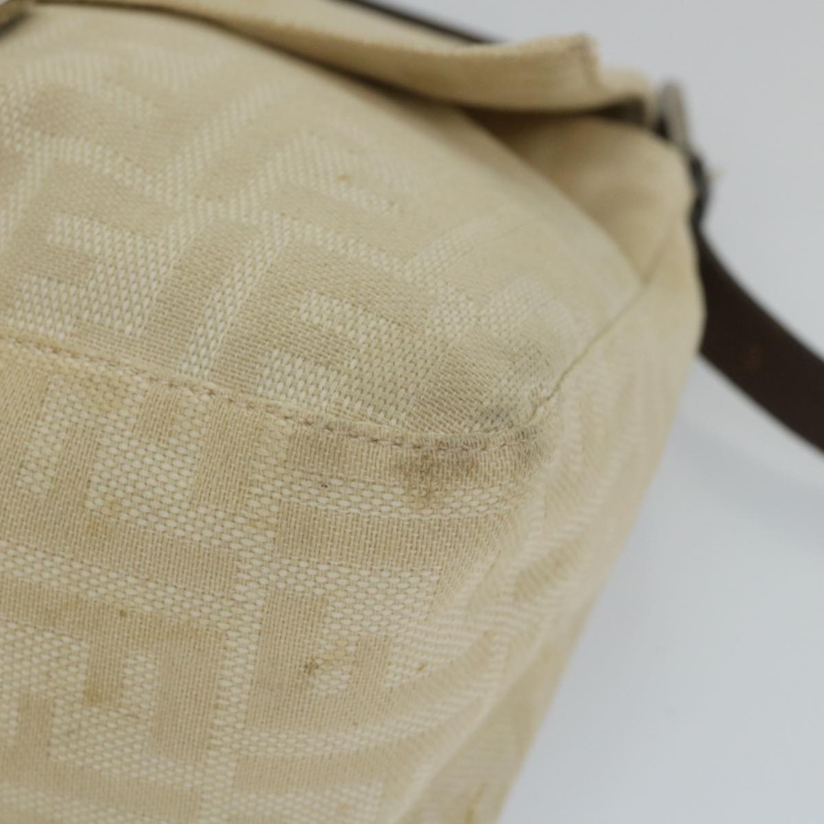 FENDI Zucca Canvas Mamma Baguette Shoulder Bag Beige 57043