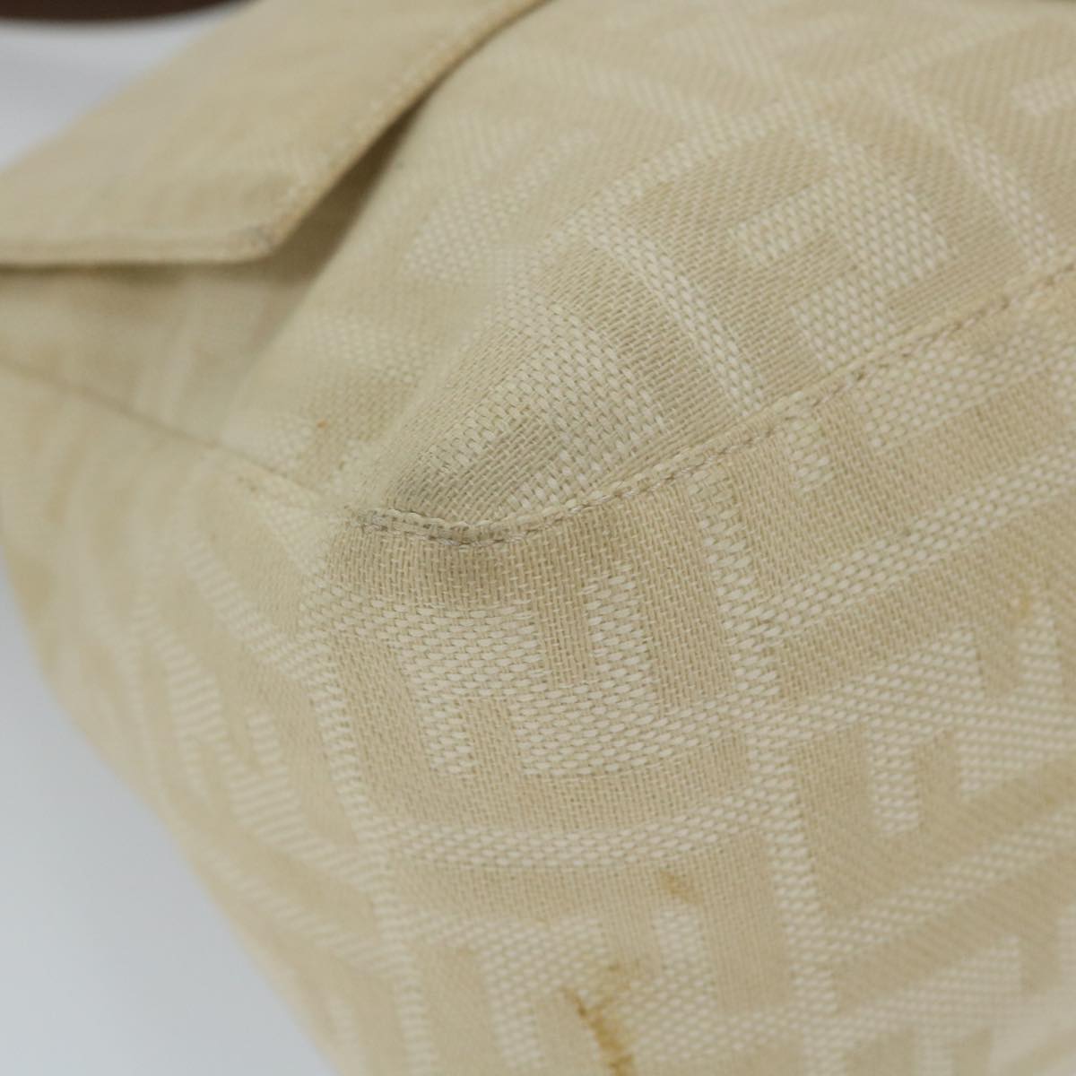FENDI Zucca Canvas Mamma Baguette Shoulder Bag Beige 57043