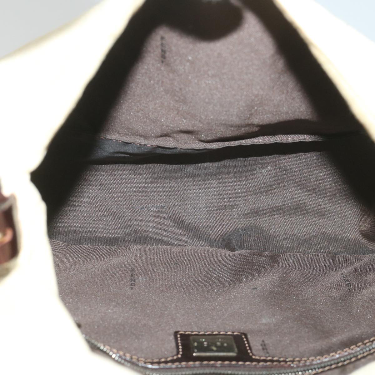 FENDI Zucca Canvas Mamma Baguette Shoulder Bag Beige 57043
