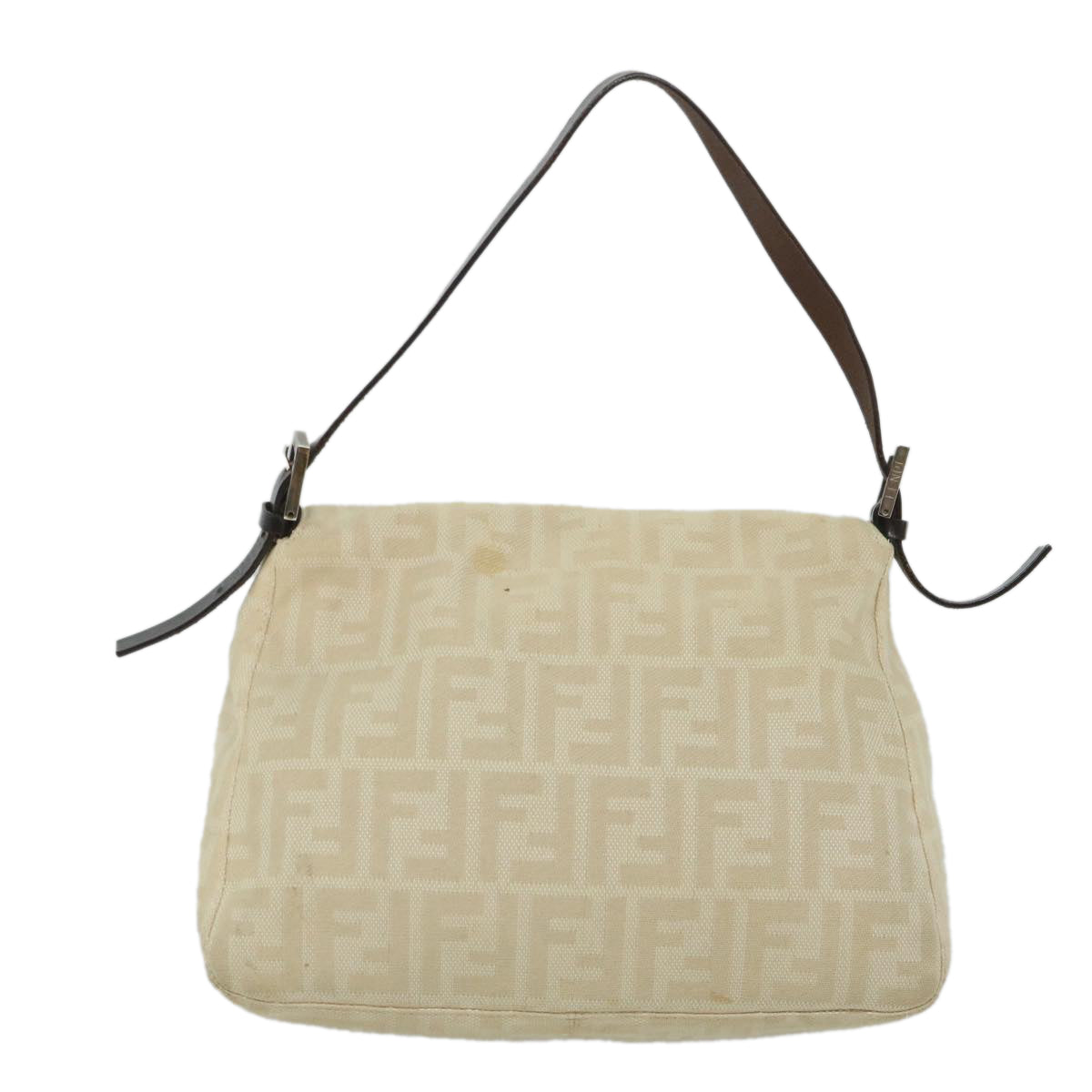FENDI Zucca Canvas Mamma Baguette Shoulder Bag Beige 57043