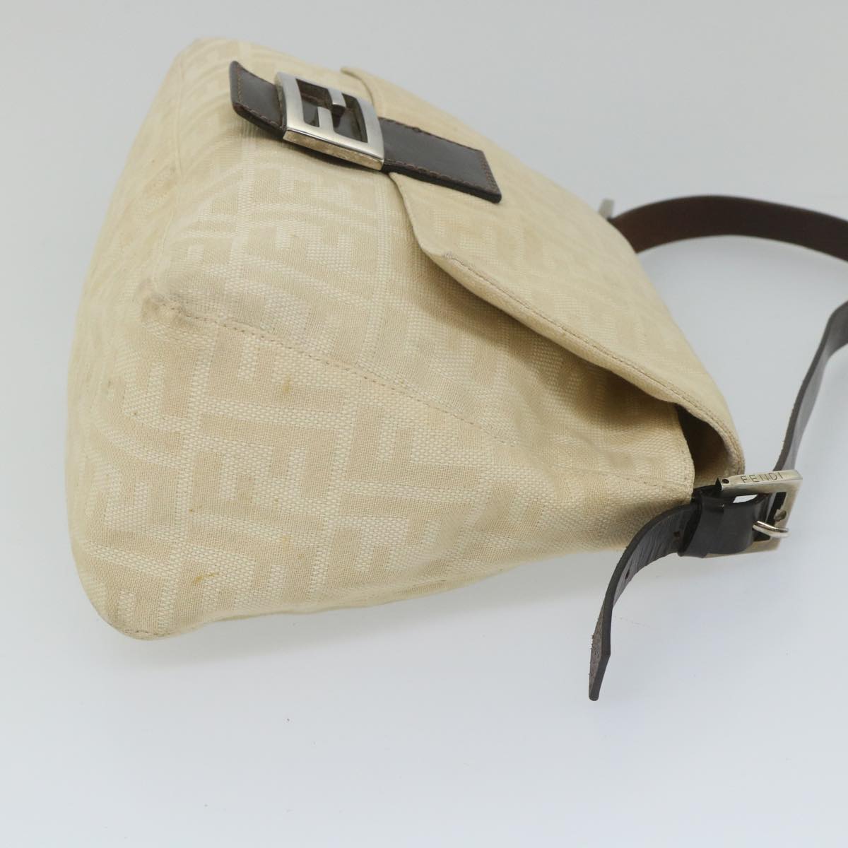 FENDI Zucca Canvas Mamma Baguette Shoulder Bag Beige 57043