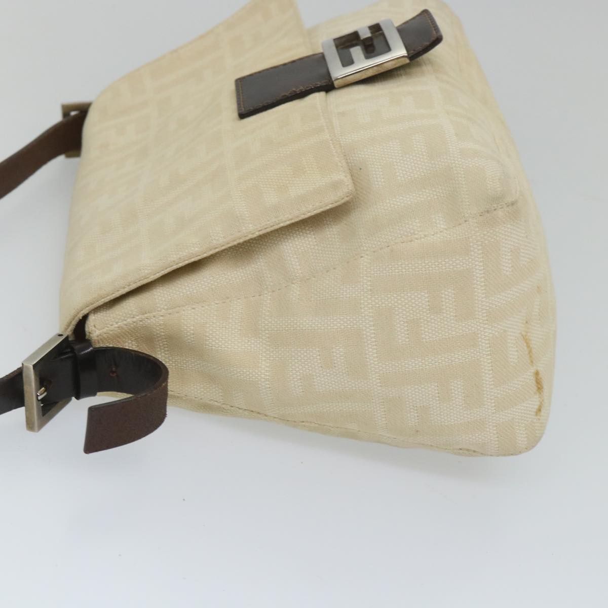 FENDI Zucca Canvas Mamma Baguette Shoulder Bag Beige 57043