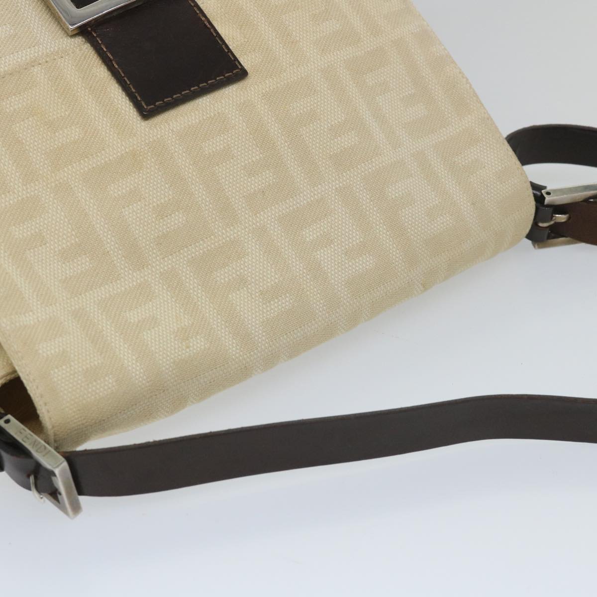 FENDI Zucca Canvas Mamma Baguette Shoulder Bag Beige 57043