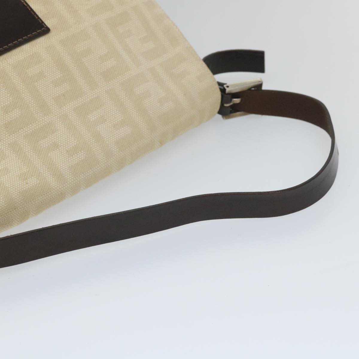FENDI Zucca Canvas Mamma Baguette Shoulder Bag Beige 57043
