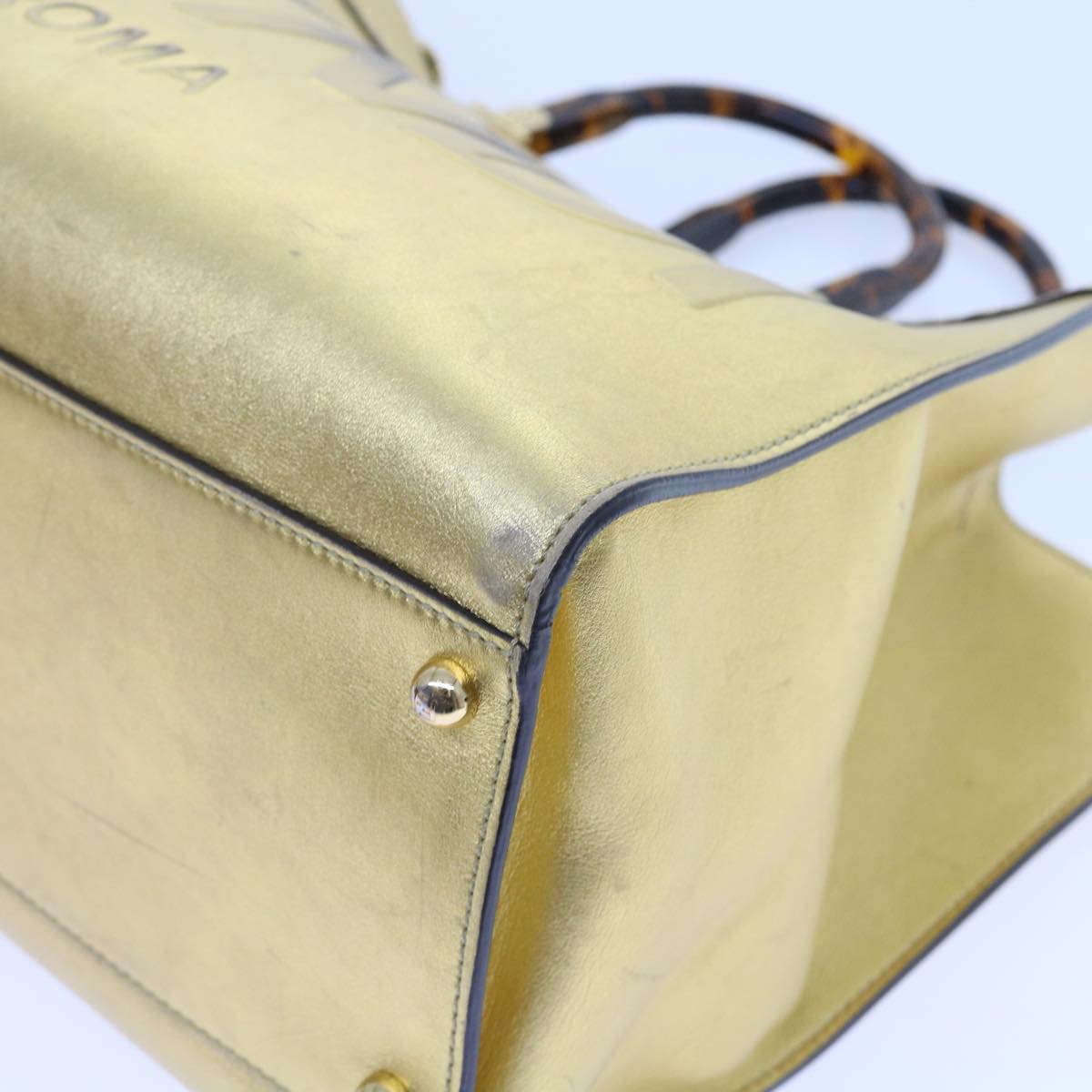 FENDI Shoulder Bag Leather Gold 57059