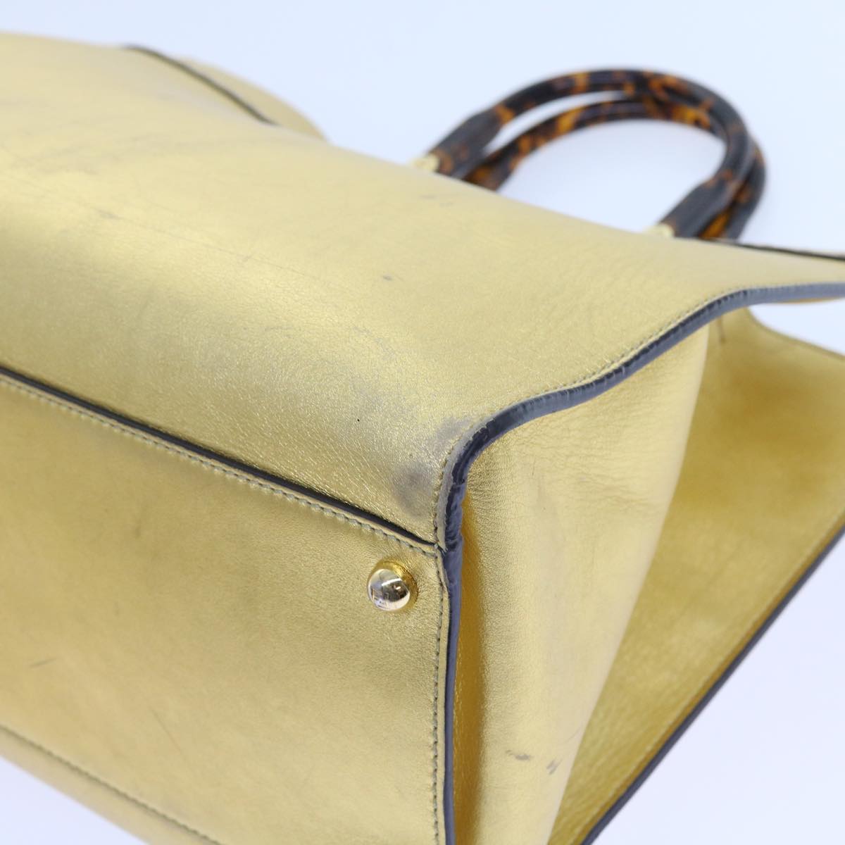 FENDI Shoulder Bag Leather Gold 57059