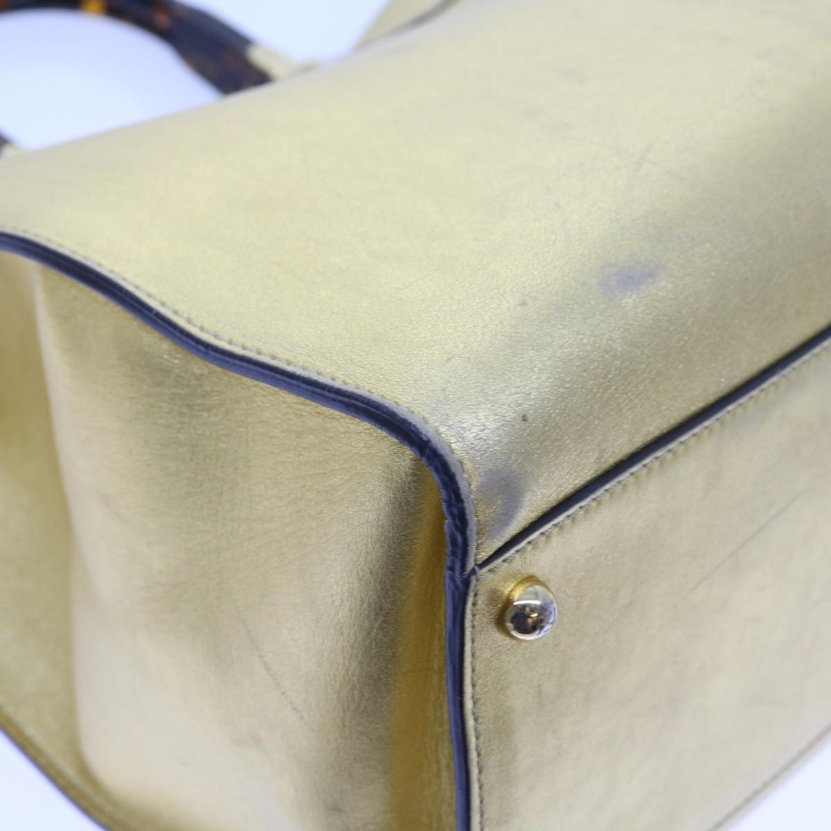 FENDI Shoulder Bag Leather Gold 57059