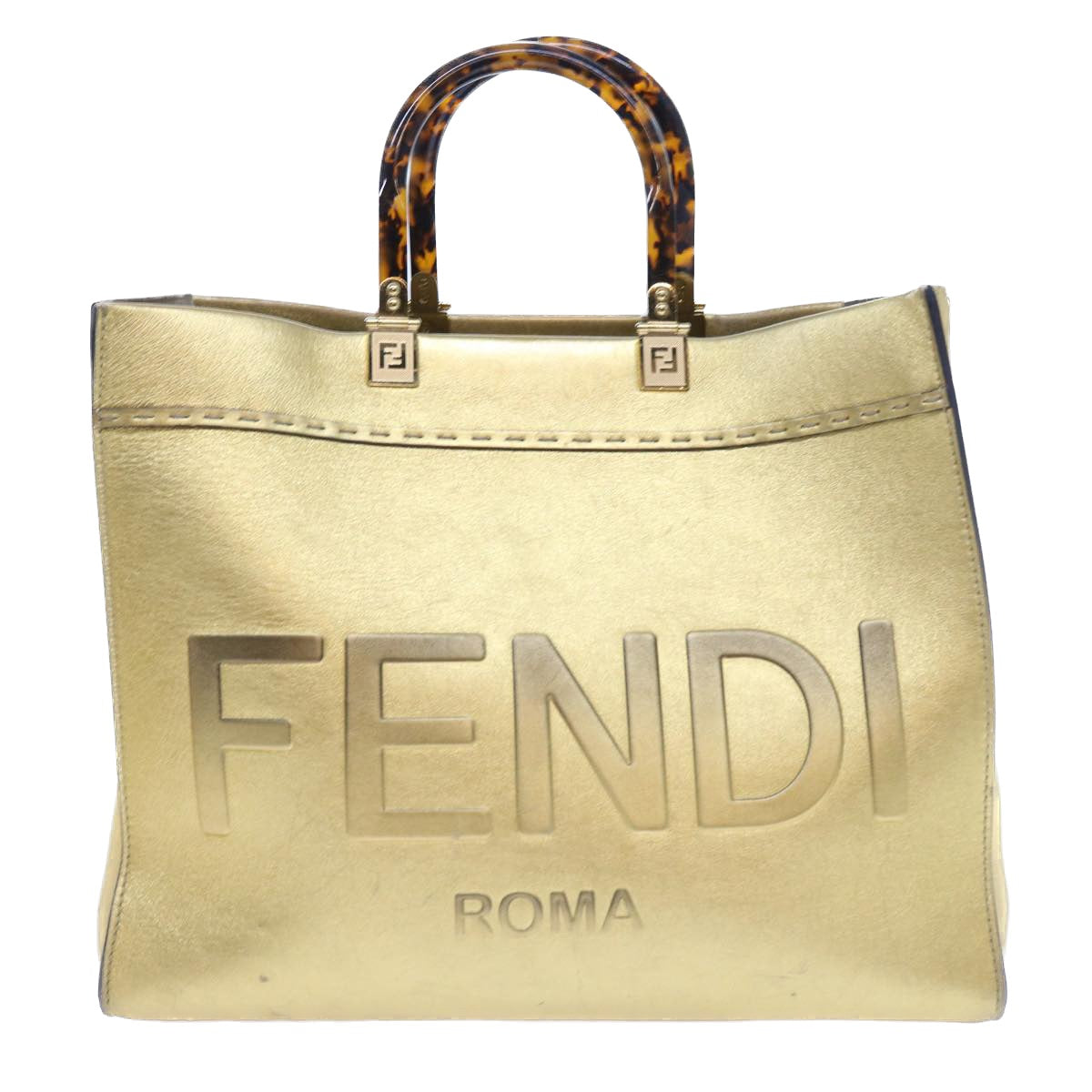 FENDI Shoulder Bag Leather Gold 57059