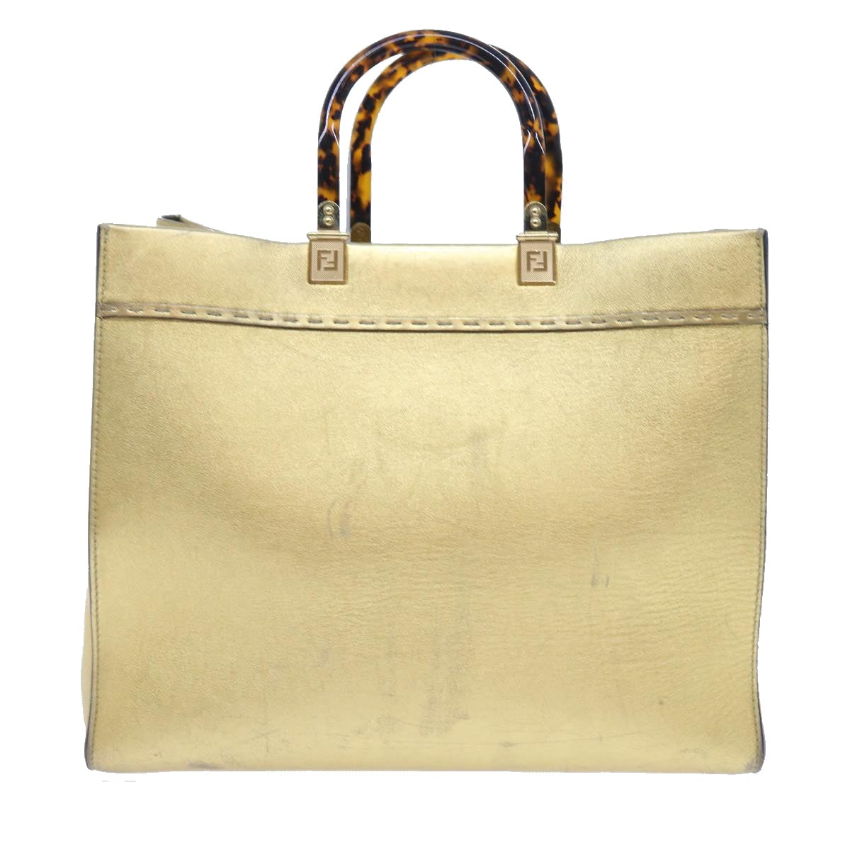 FENDI Shoulder Bag Leather Gold 57059