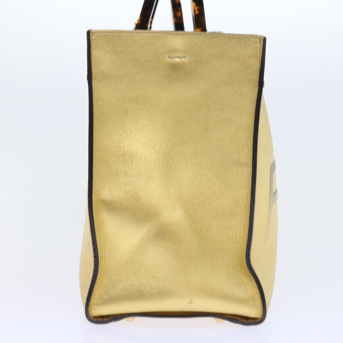 FENDI Shoulder Bag Leather Gold 57059