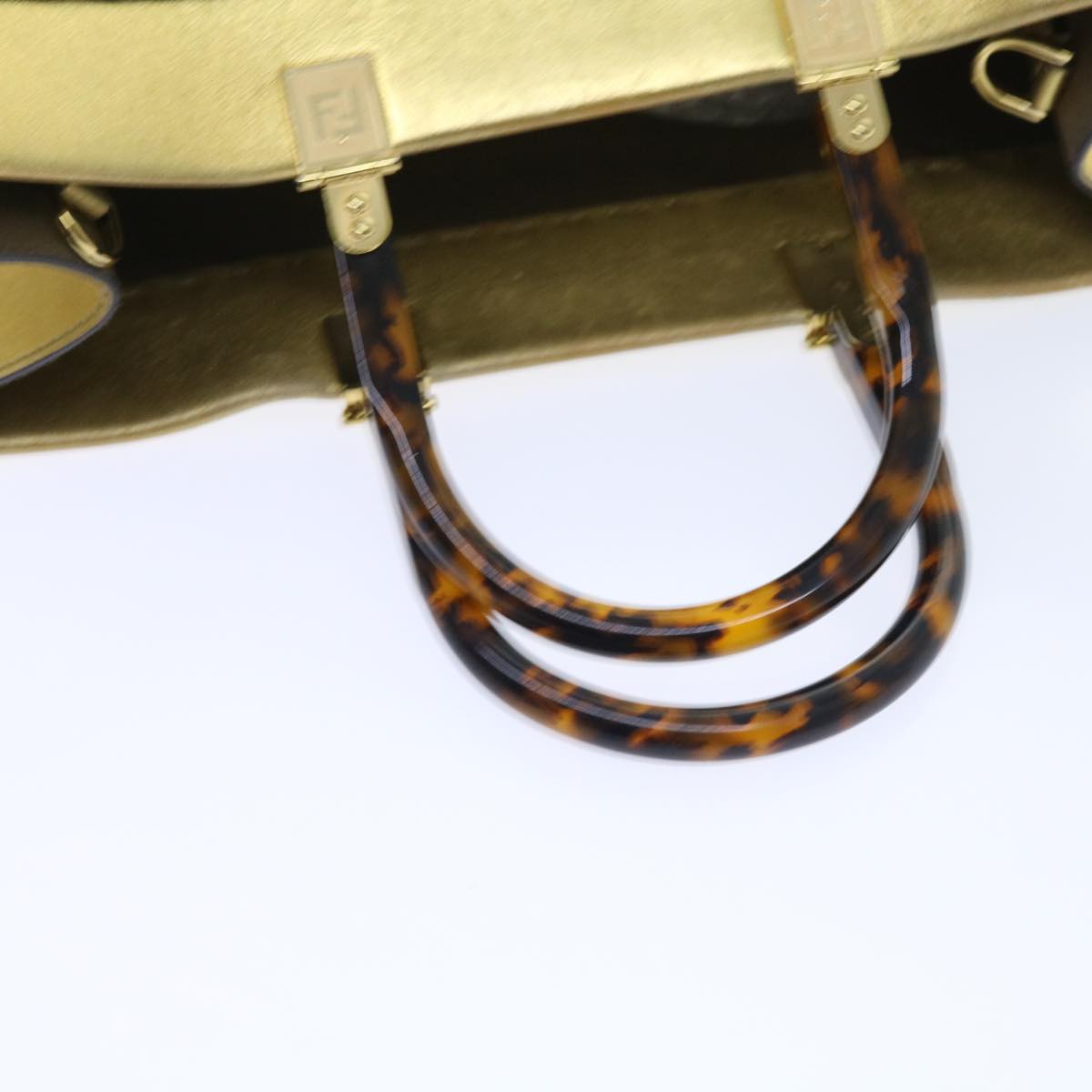 FENDI Shoulder Bag Leather Gold 57059