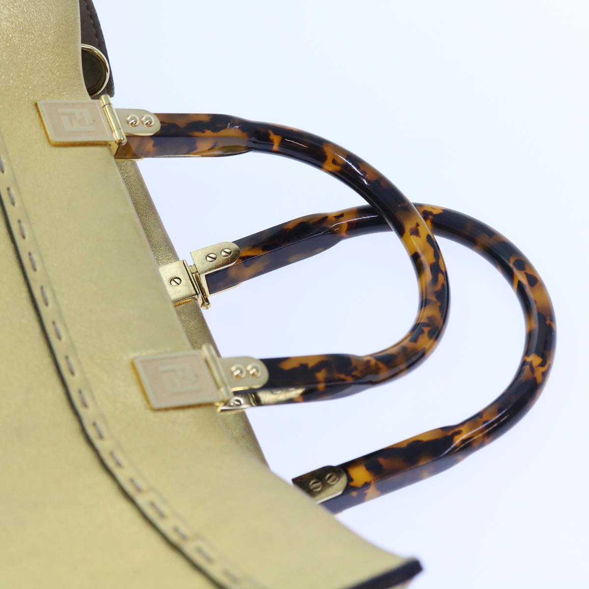 FENDI Shoulder Bag Leather Gold 57059