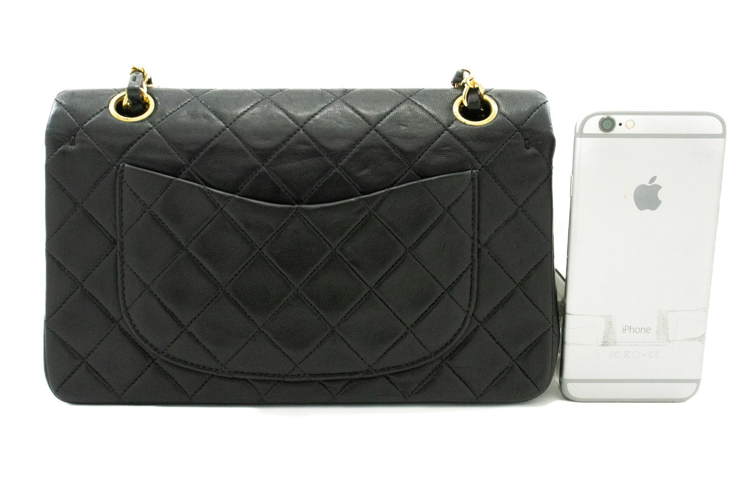CHANEL Classic Double Flap 9" Chain Shoulder Bag Black Lambskin k51