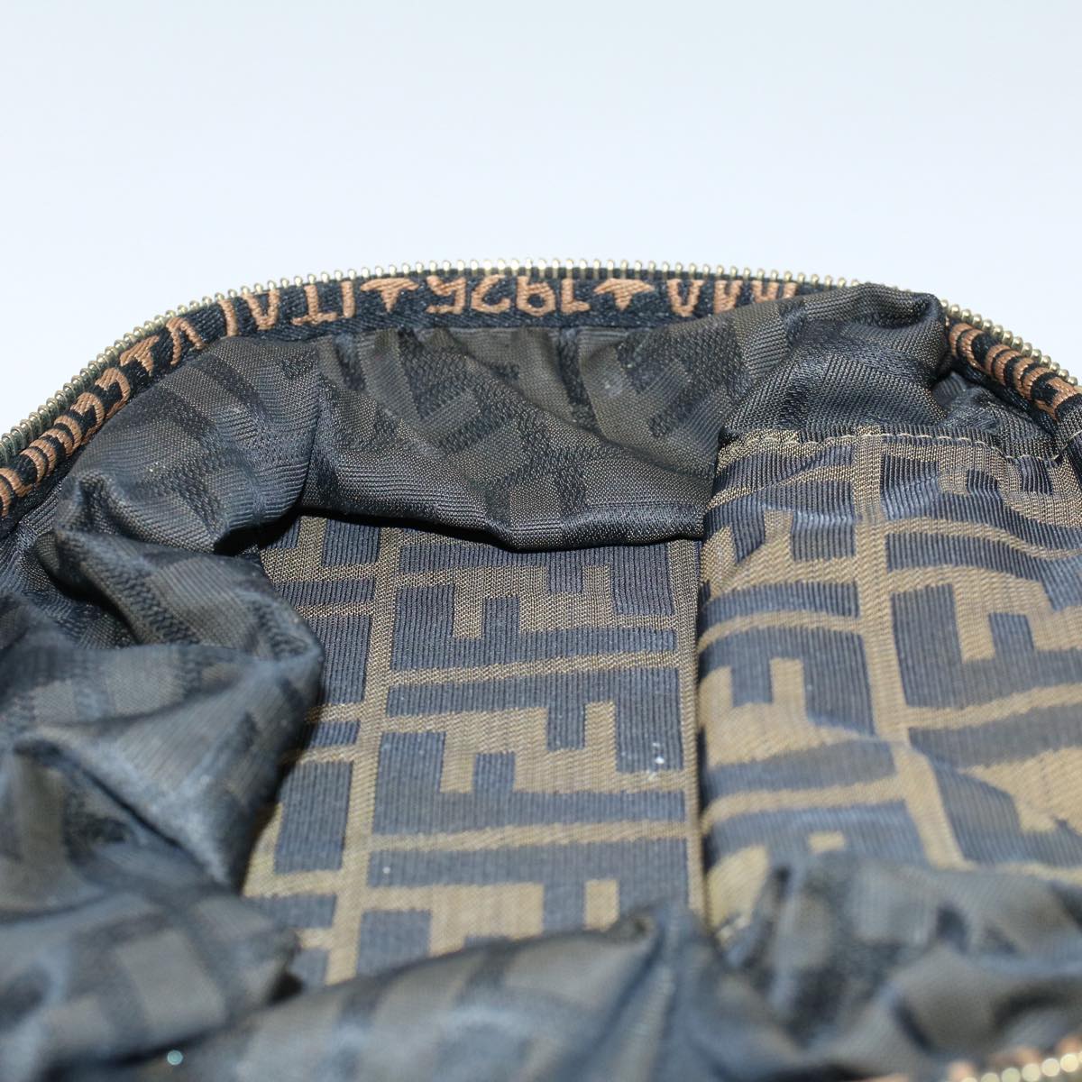 FENDI Zucca Canvas Vanity Mamma Baguette Hand Bag Brown 57210