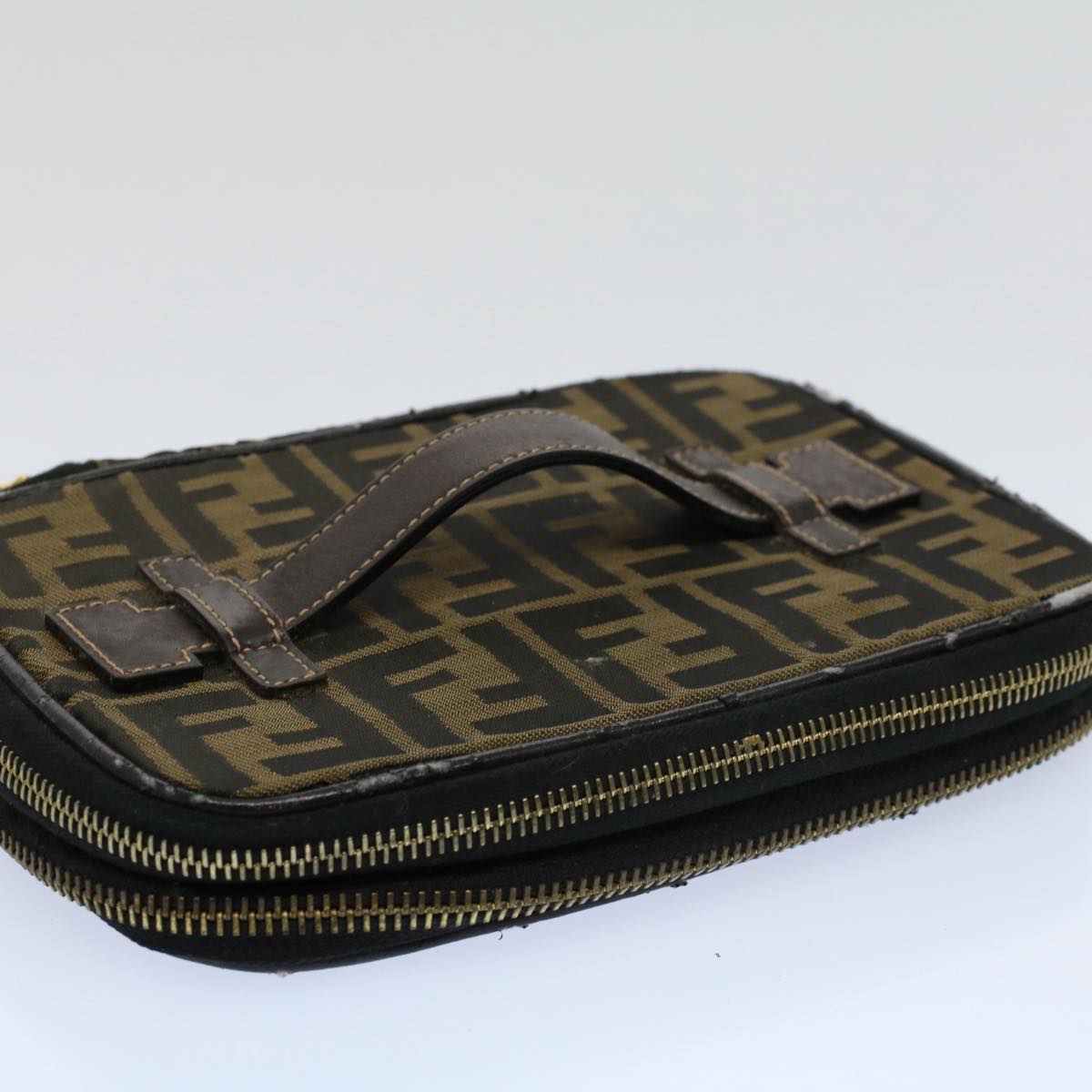 FENDI Zucca Canvas Vanity Mamma Baguette Hand Bag Brown 57210
