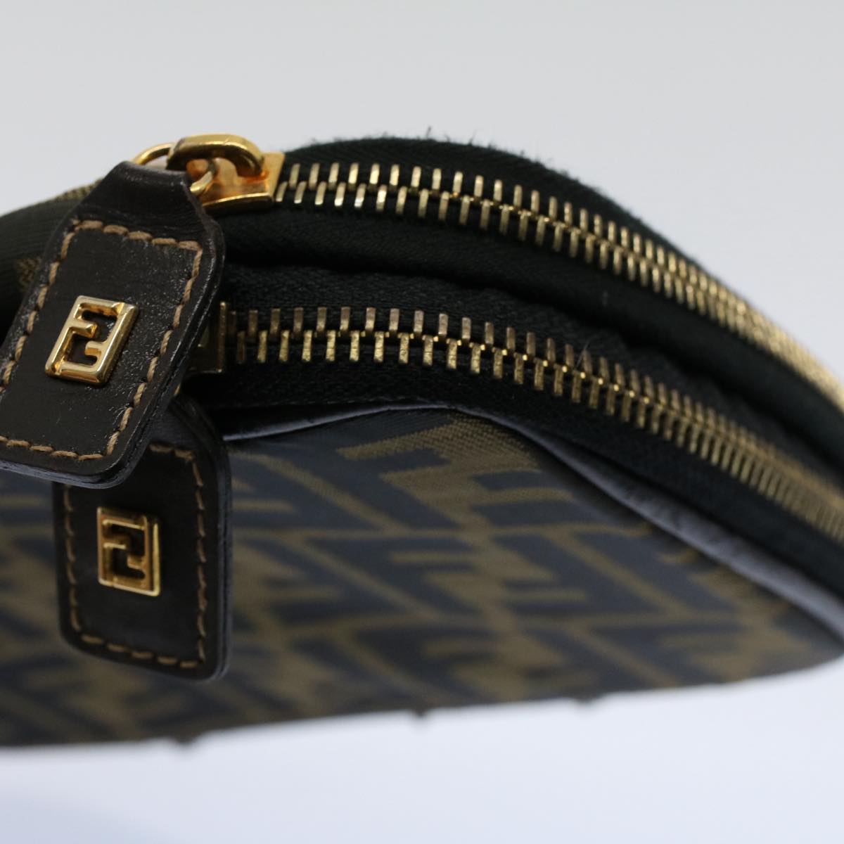 FENDI Zucca Canvas Vanity Mamma Baguette Hand Bag Brown 57210