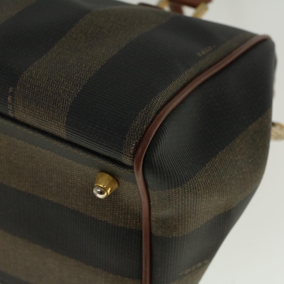 FENDI Pecan Canvas Boston Bag Brown Black 57230
