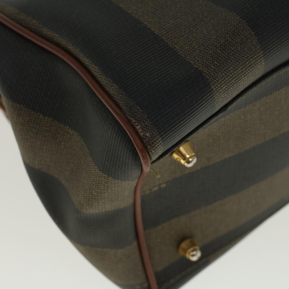 FENDI Pecan Canvas Boston Bag Brown Black 57230