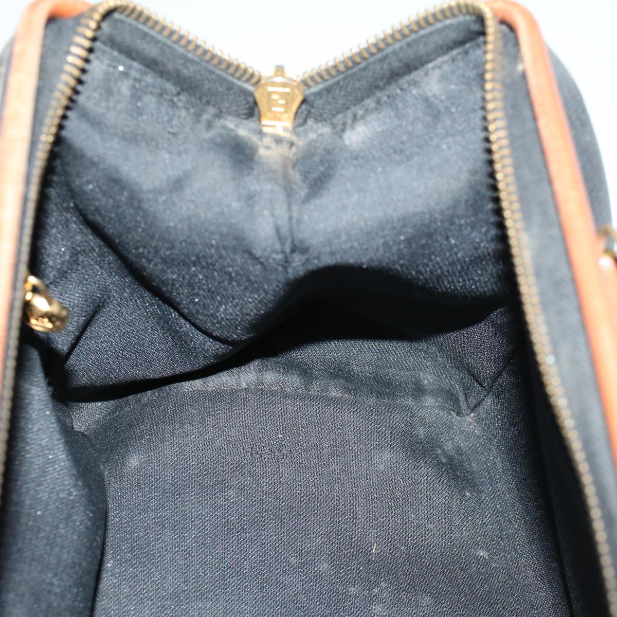 FENDI Pecan Canvas Boston Bag Brown Black 57230