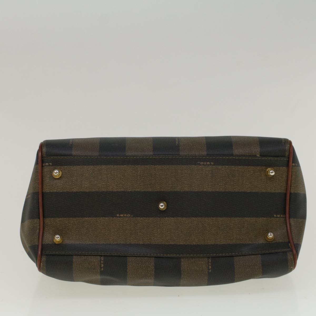 FENDI Pecan Canvas Boston Bag Brown Black 57230