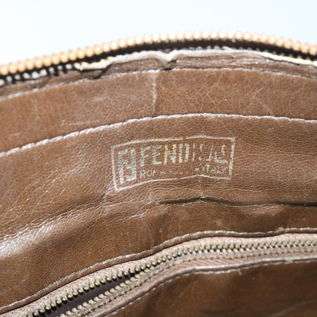 FENDI Zucca Canvas Mamma Baguette Hand Bag Vintage Brown 57254
