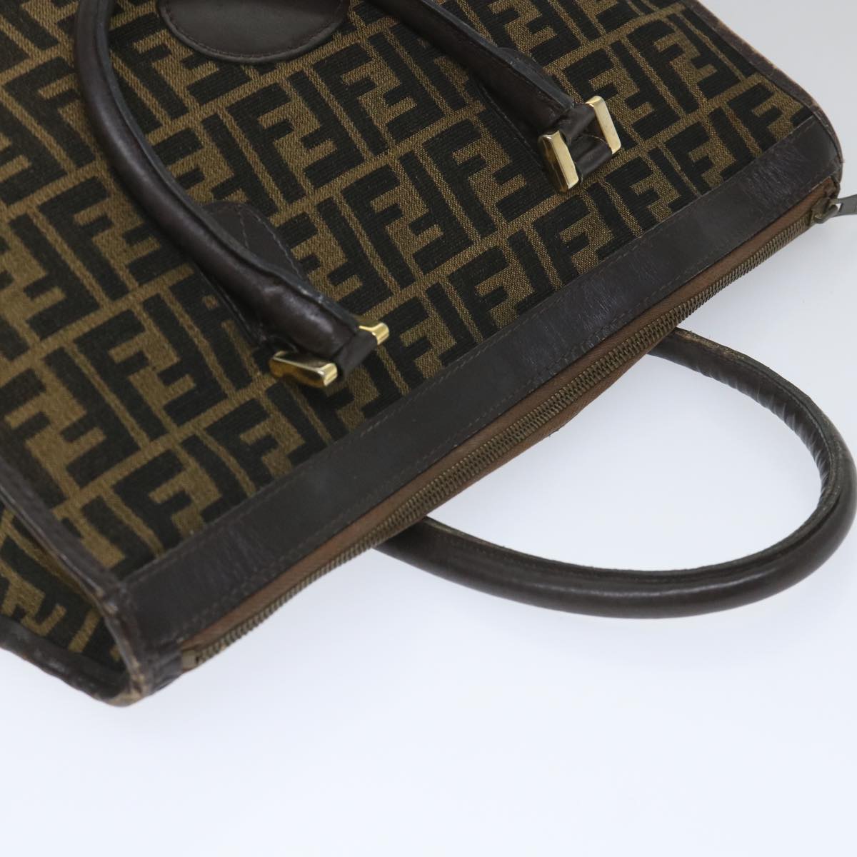 FENDI Zucca Canvas Mamma Baguette Hand Bag Vintage Brown 57254