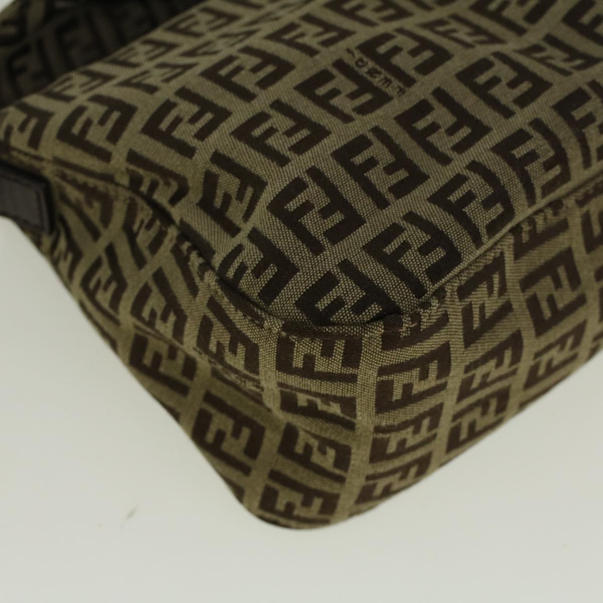 FENDI Zucchino Canvas Mamma Baguette Shoulder Bag Brown 57292