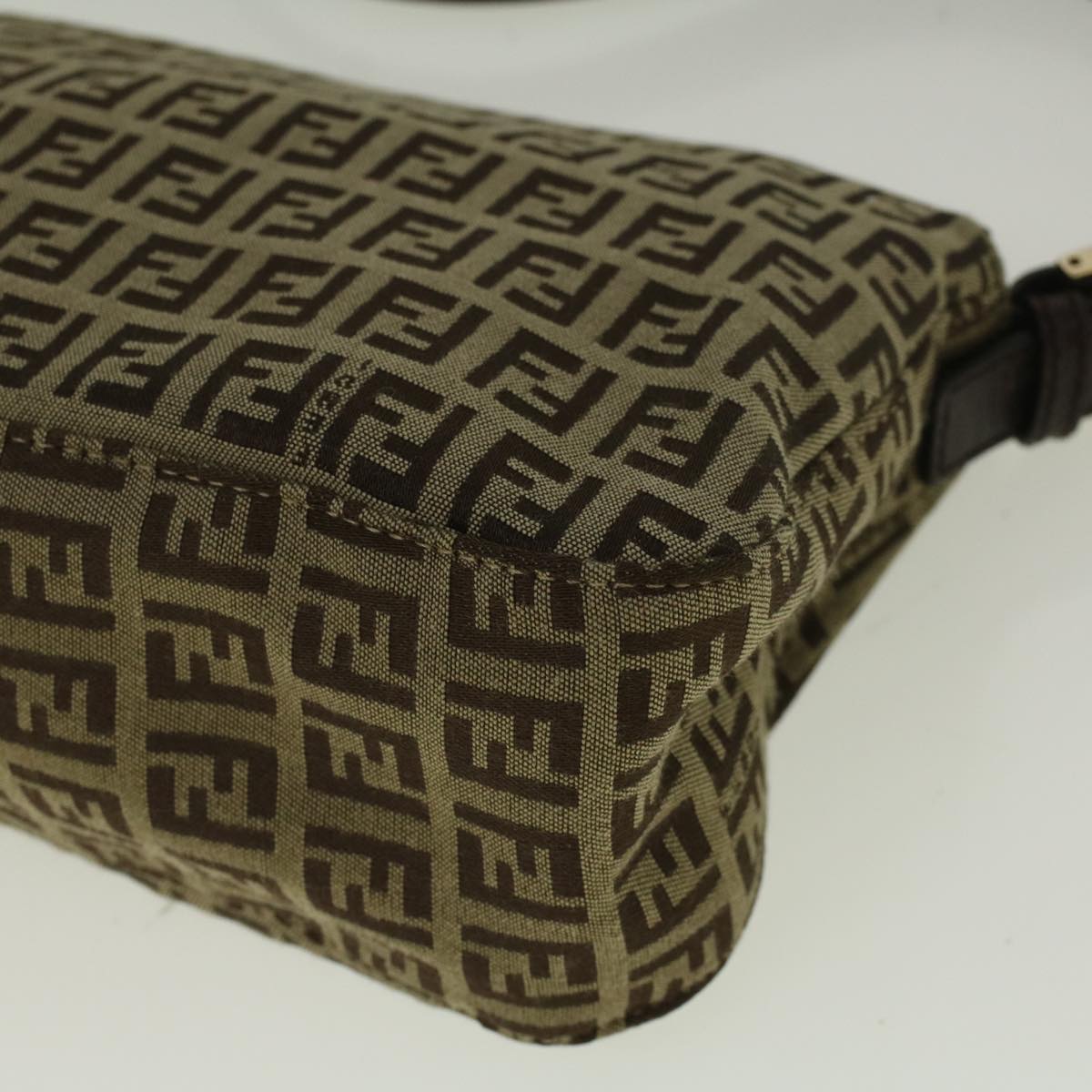 FENDI Zucchino Canvas Mamma Baguette Shoulder Bag Brown 57292