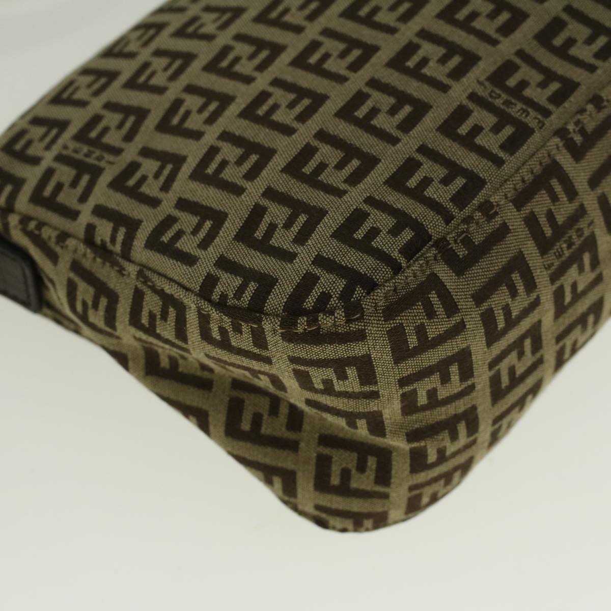 FENDI Zucchino Canvas Mamma Baguette Shoulder Bag Brown 57292