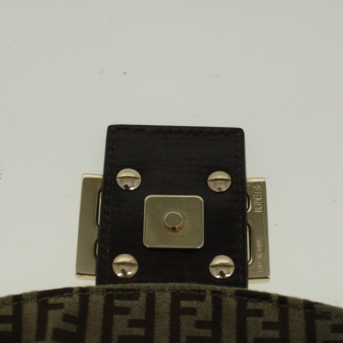FENDI Zucchino Canvas Mamma Baguette Shoulder Bag Brown 57292