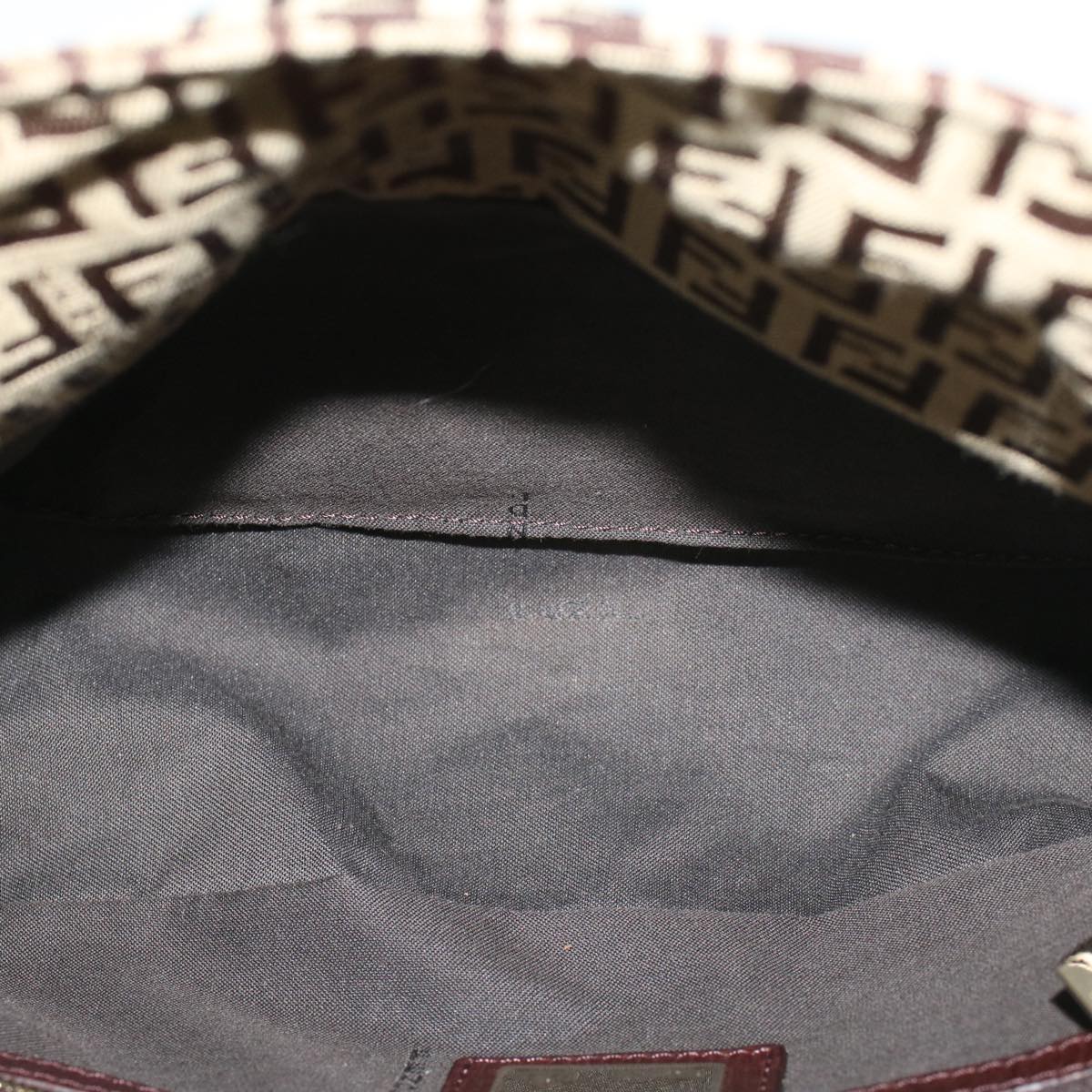 FENDI Zucchino Canvas Mamma Baguette Shoulder Bag Brown 57292