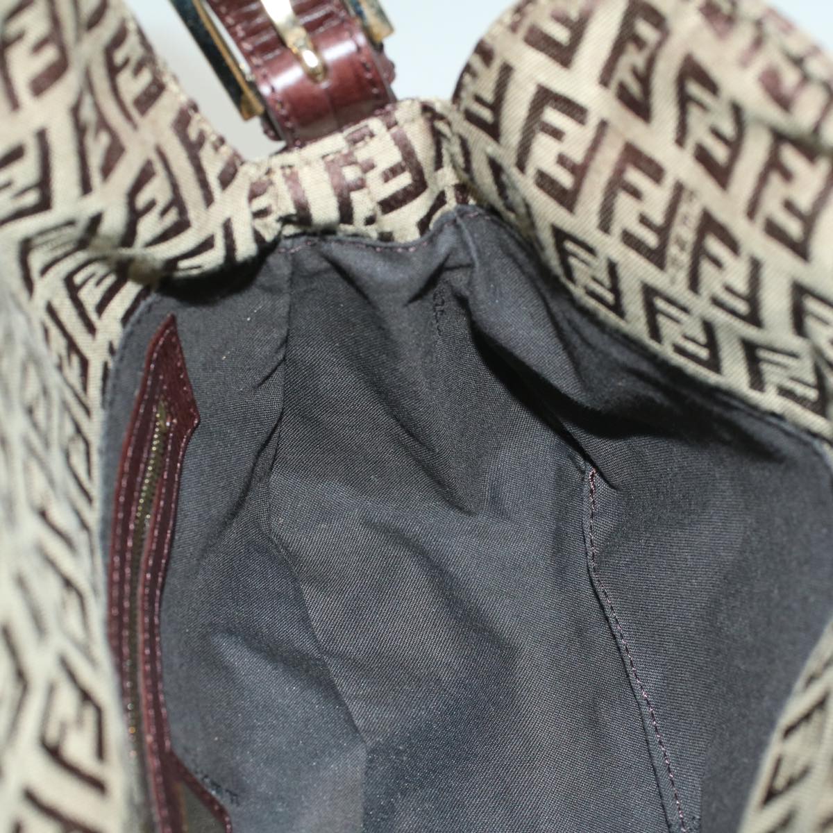 FENDI Zucchino Canvas Mamma Baguette Shoulder Bag Brown 57292