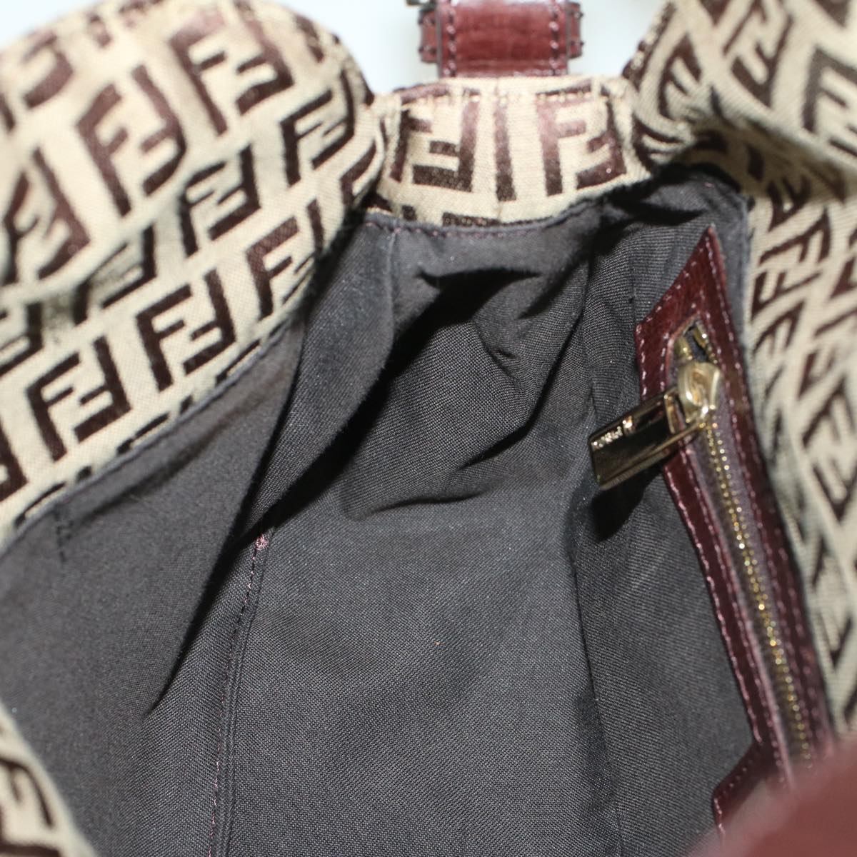 FENDI Zucchino Canvas Mamma Baguette Shoulder Bag Brown 57292