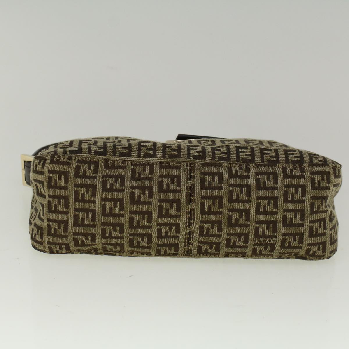 FENDI Zucchino Canvas Mamma Baguette Shoulder Bag Brown 57292