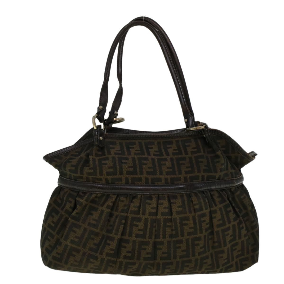 FENDI Zucca Canvas Mamma Baguette Shoulder Bag Brown 57295