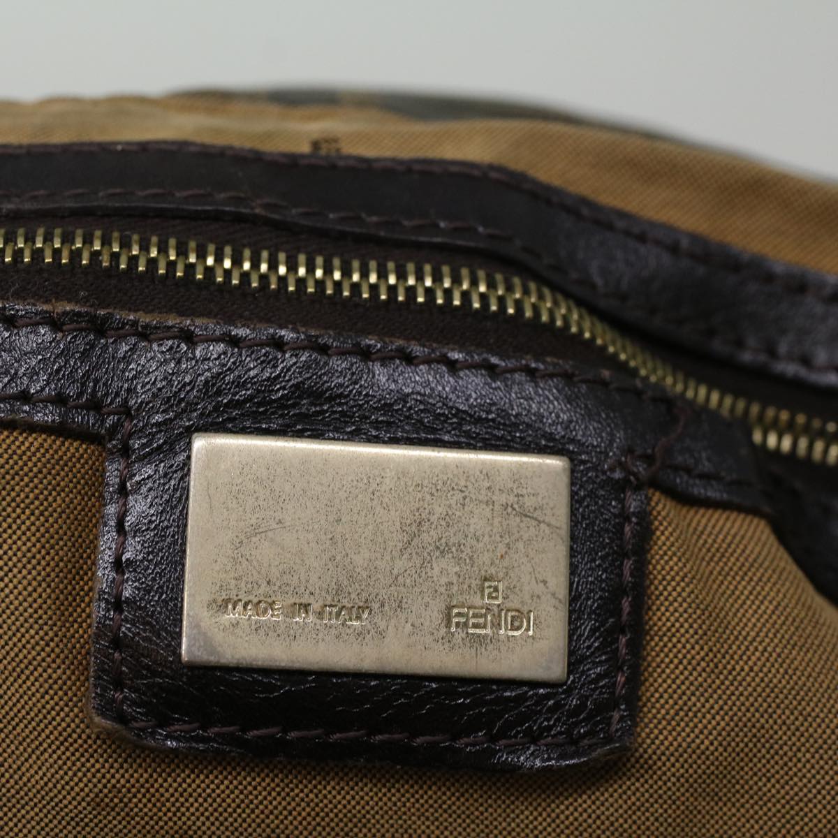 FENDI Zucca Canvas Mamma Baguette Shoulder Bag Brown 57295