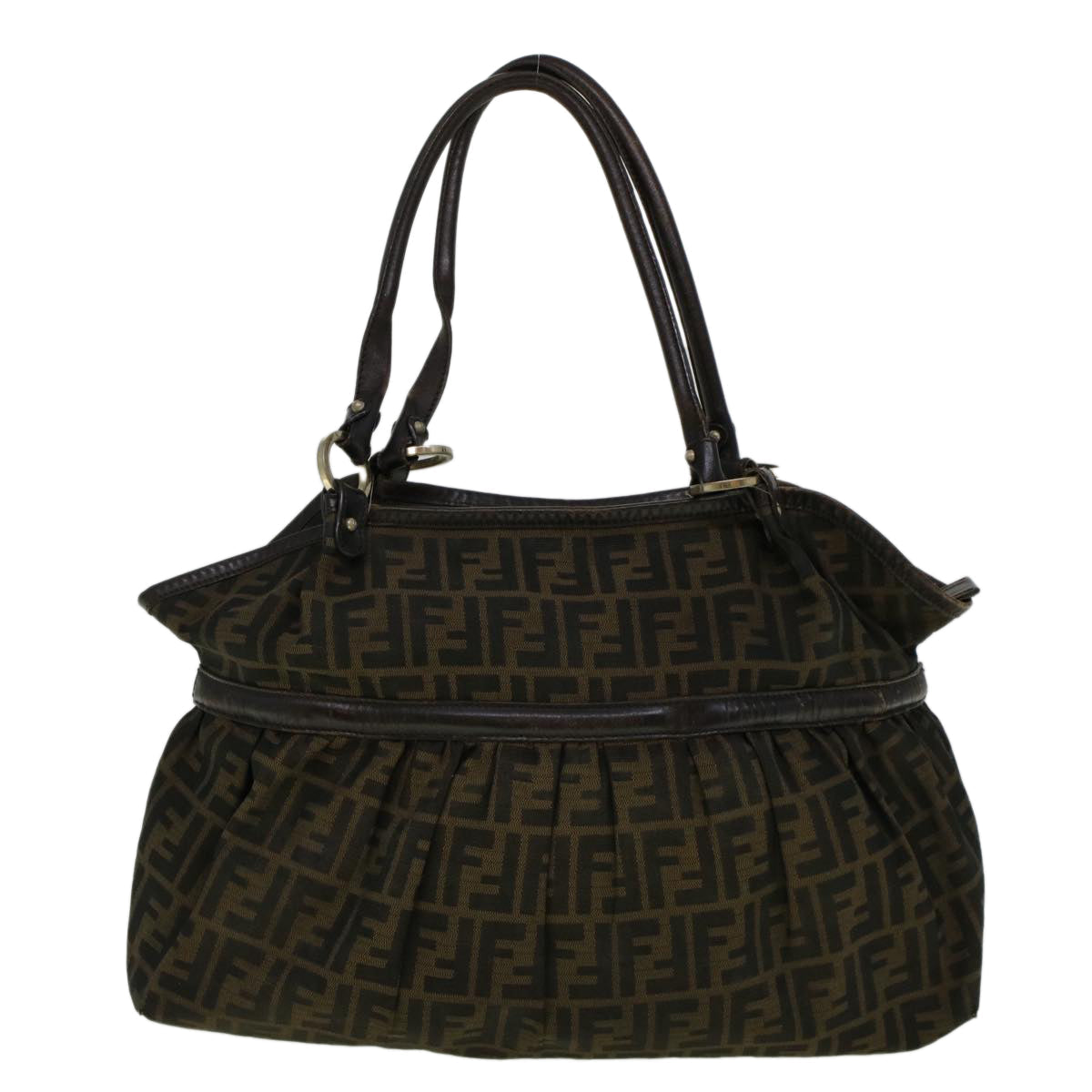 FENDI Zucca Canvas Mamma Baguette Shoulder Bag Brown 57295