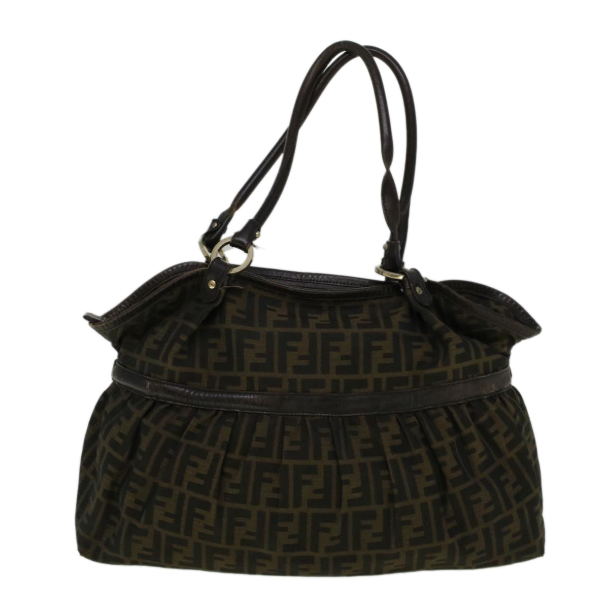 FENDI Zucca Canvas Mamma Baguette Shoulder Bag Brown 57295