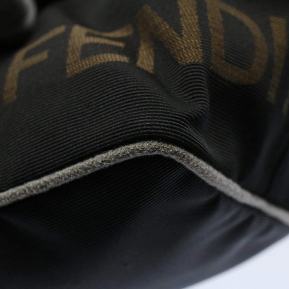 FENDI Hand Bag Nylon Black Brown 57319