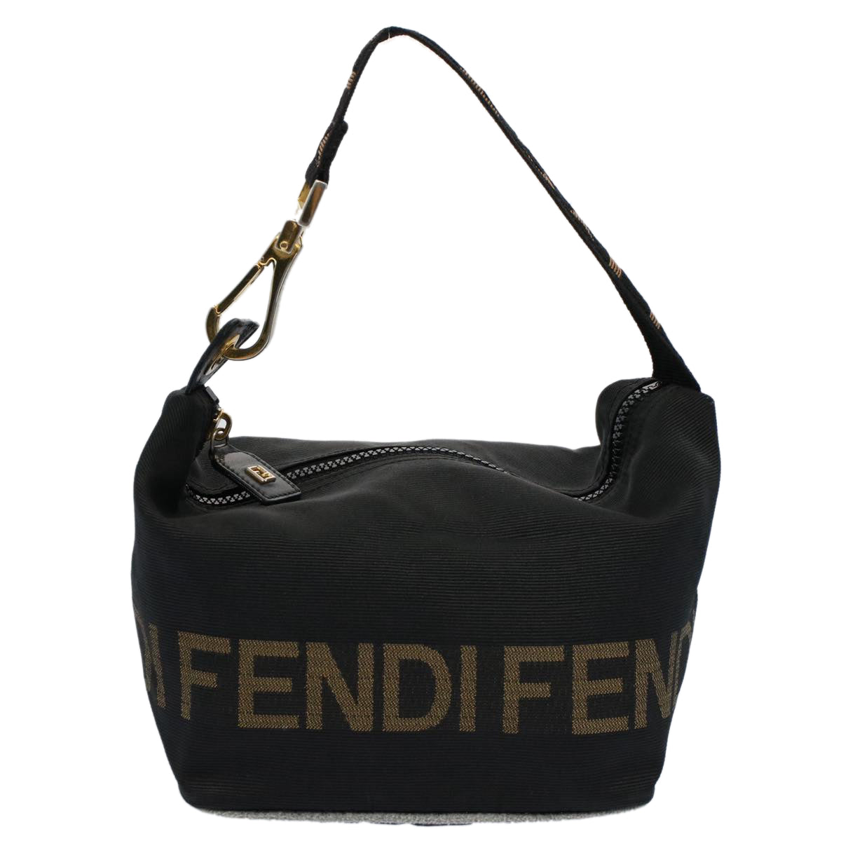FENDI Hand Bag Nylon Black Brown 57319