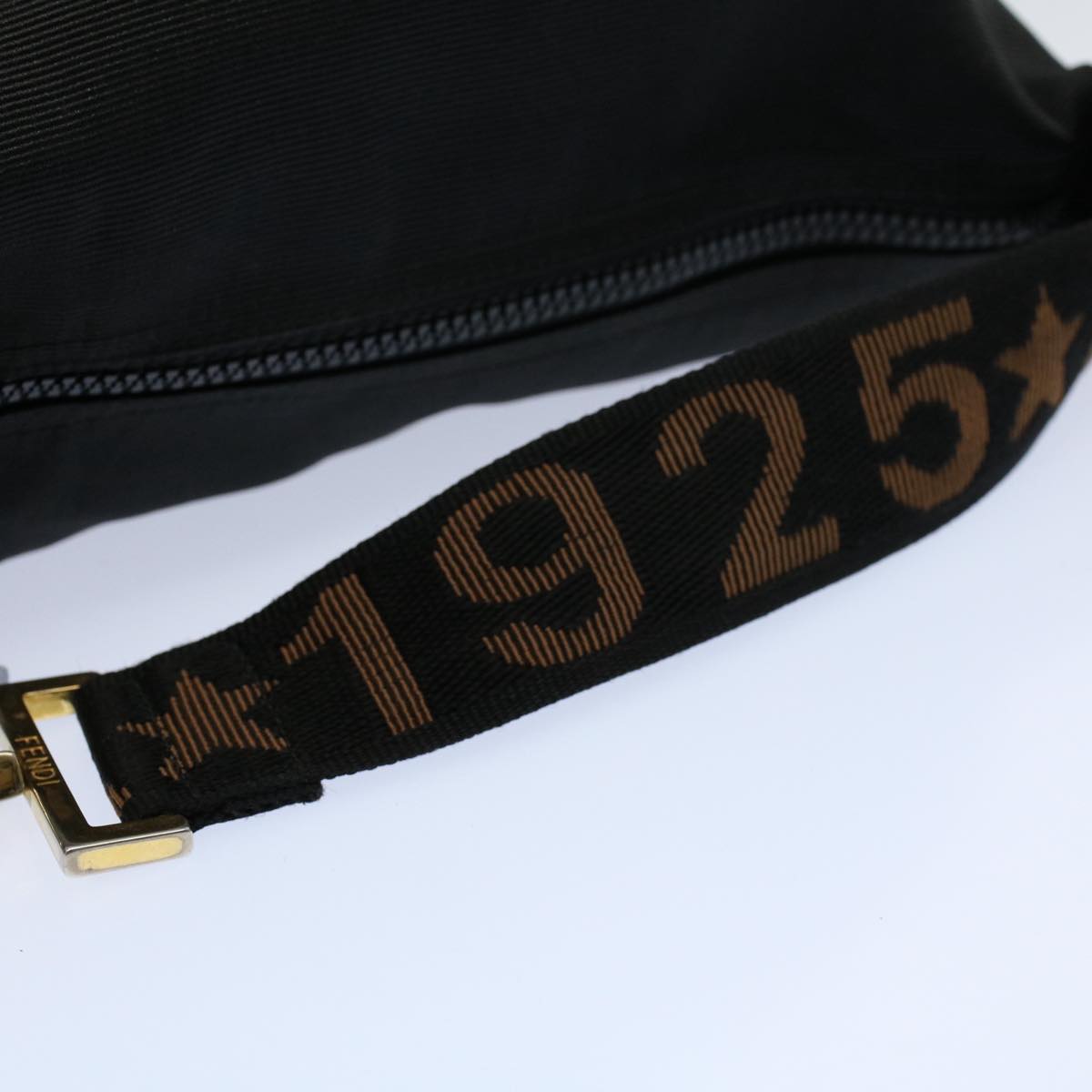 FENDI Hand Bag Nylon Black Brown 57319