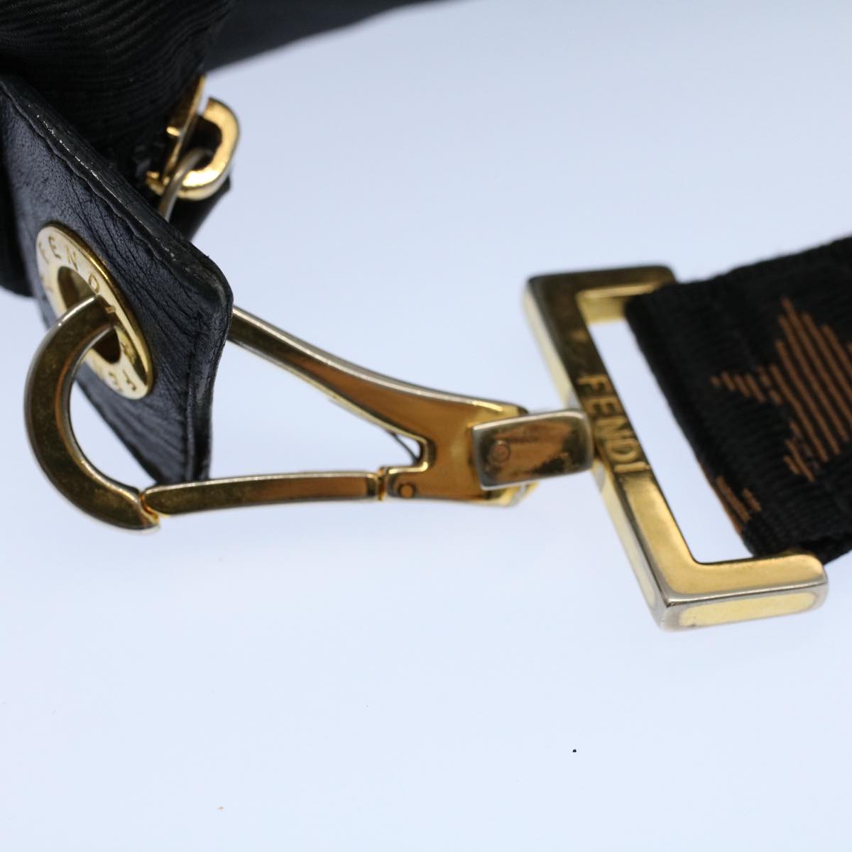 FENDI Hand Bag Nylon Black Brown 57319