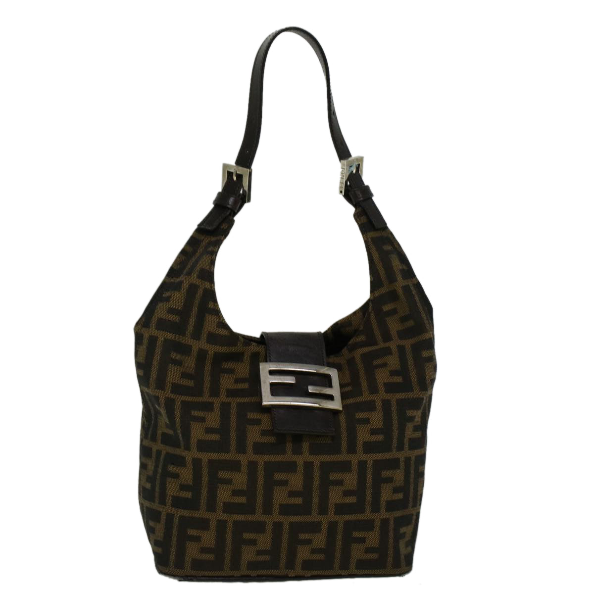 FENDI Zucca Canvas Mamma Baguette Shoulder Bag Brown 57337