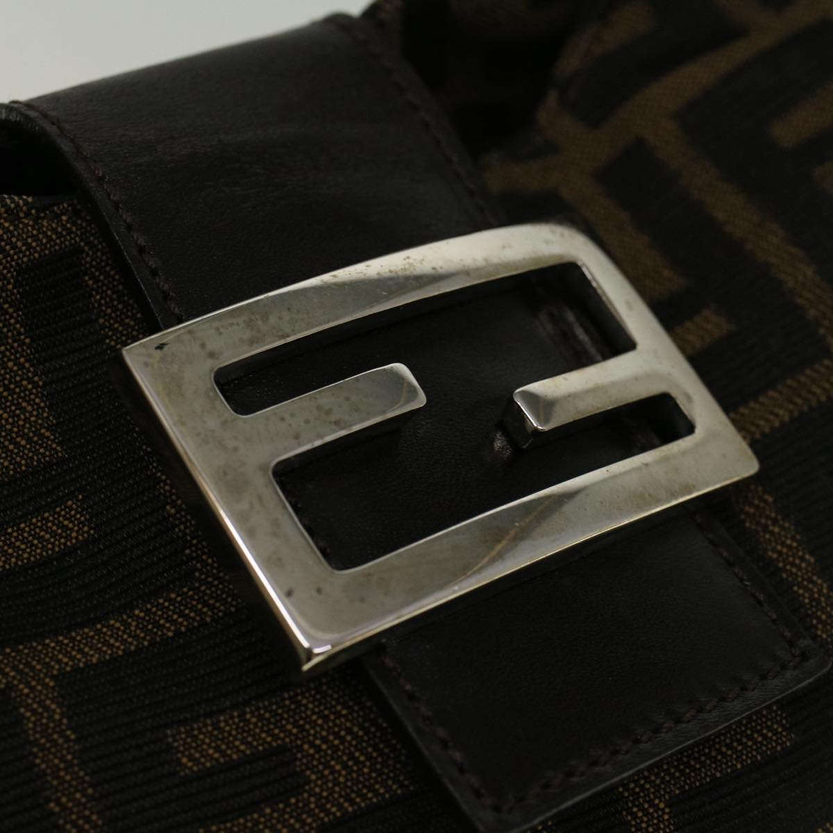 FENDI Zucca Canvas Mamma Baguette Shoulder Bag Brown 57337