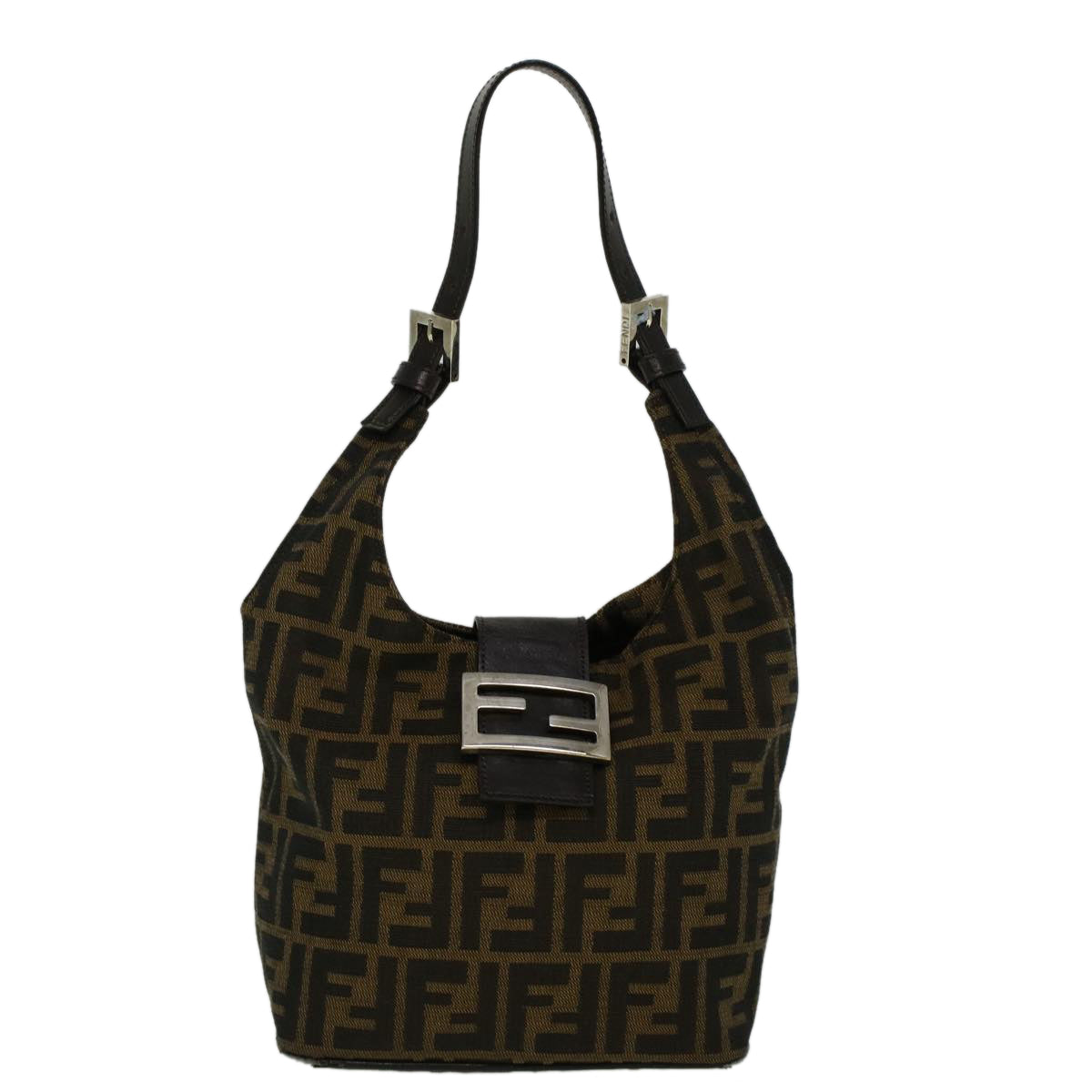 FENDI Zucca Canvas Mamma Baguette Shoulder Bag Brown 57337