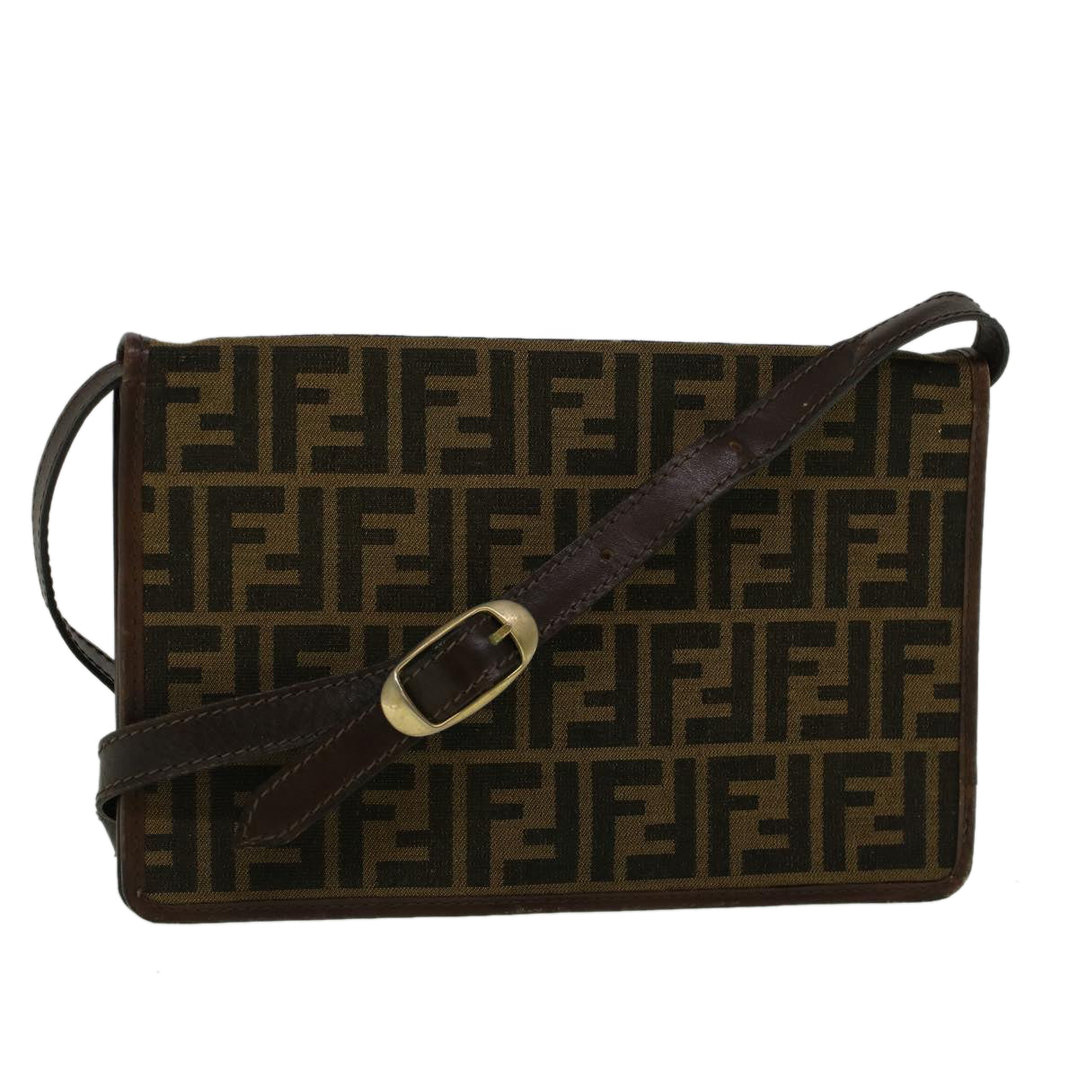 FENDI Zucca Canvas Shoulder Bag Brown 57555
