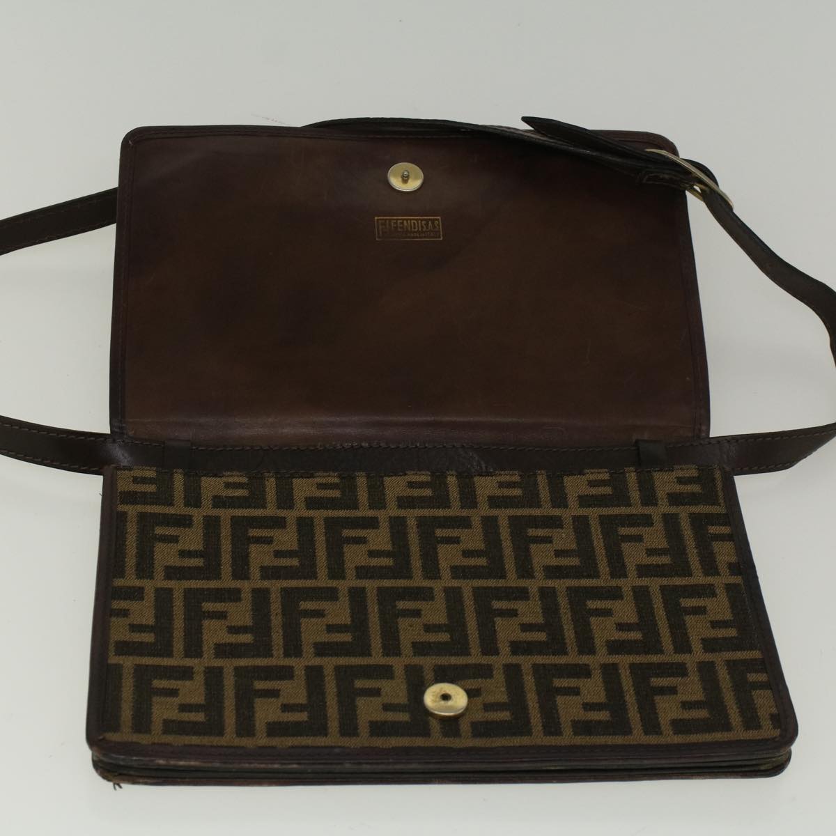 FENDI Zucca Canvas Shoulder Bag Brown 57555