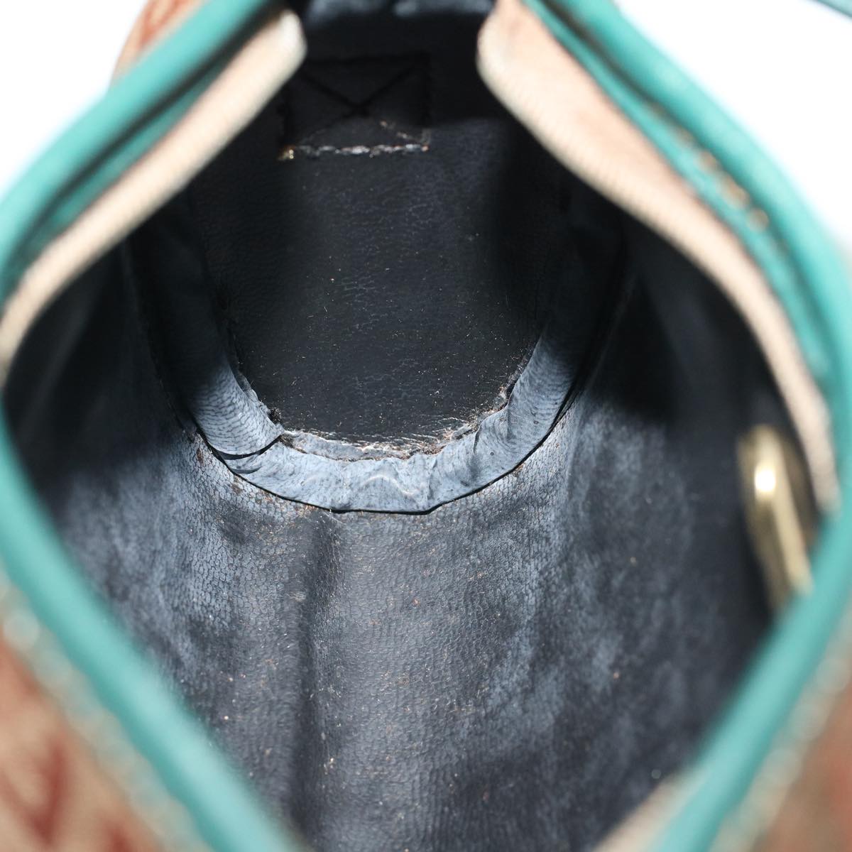 FENDI Zucchino Canvas Shoulder Bag Brown Green 57556