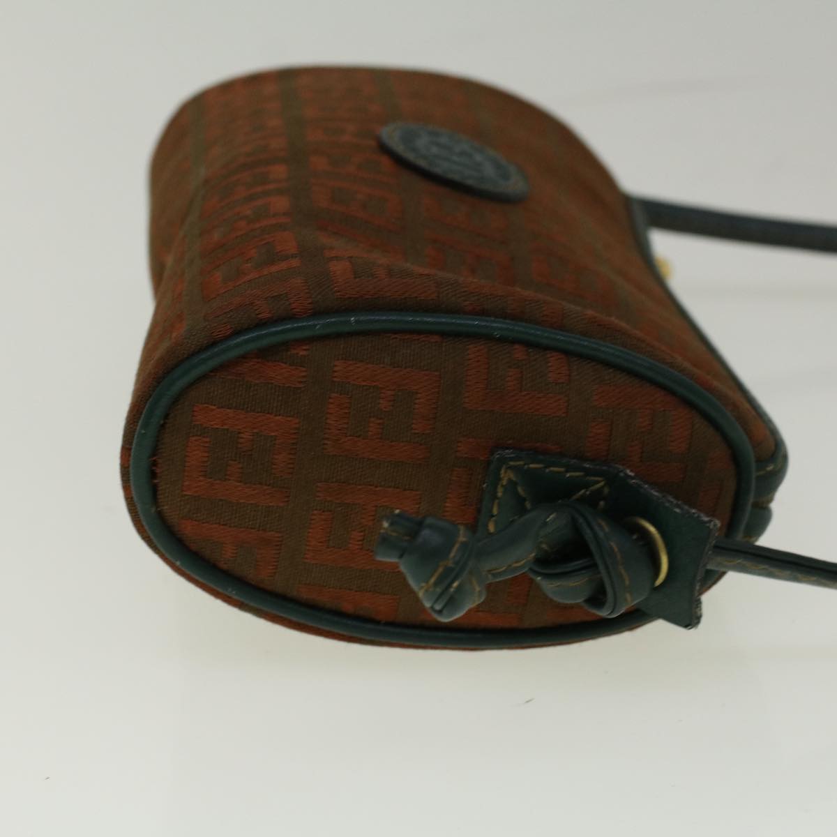 FENDI Zucchino Canvas Shoulder Bag Brown Green 57556