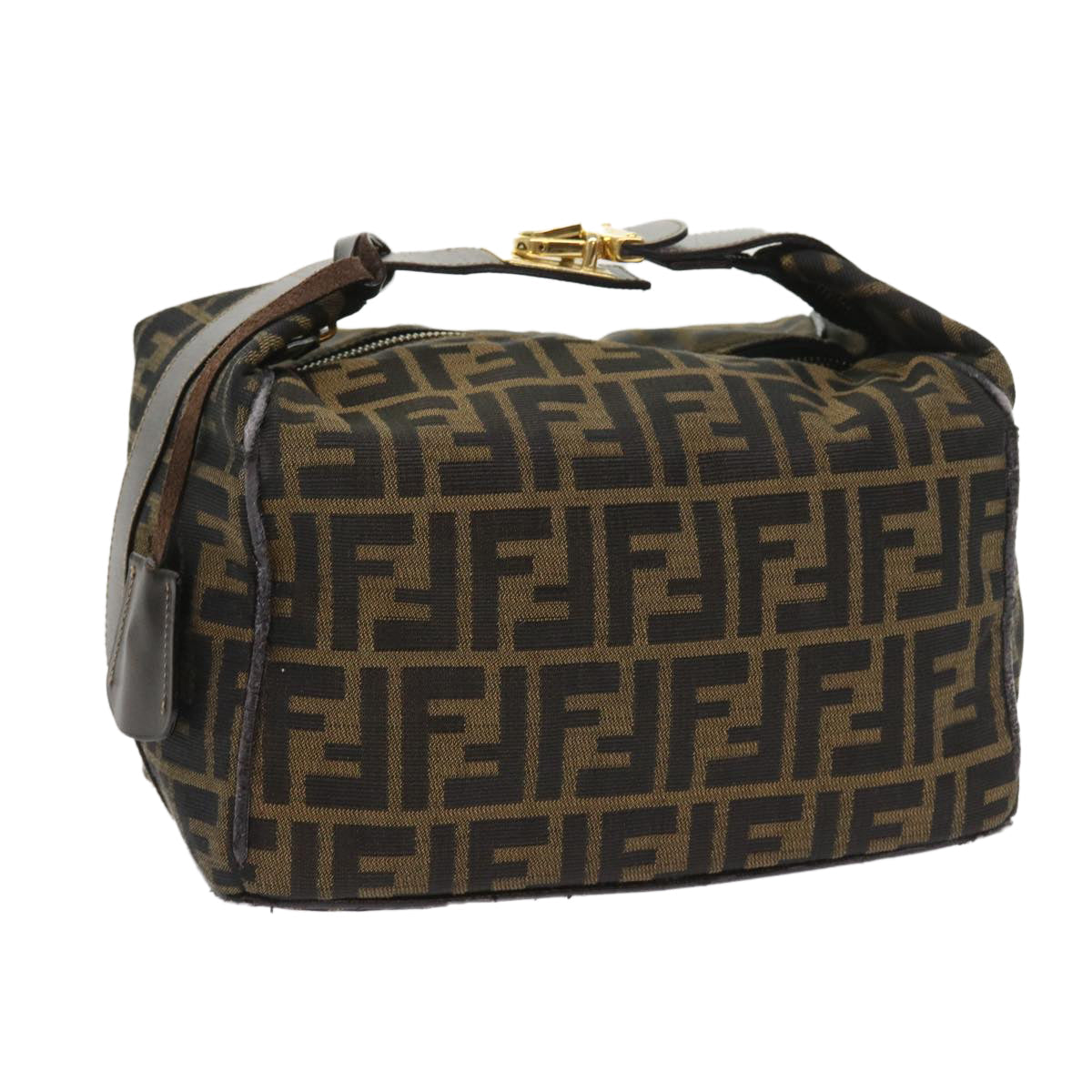 FENDI Zucca Canvas Vanity Cosmetic Pouch Black Brown 57793